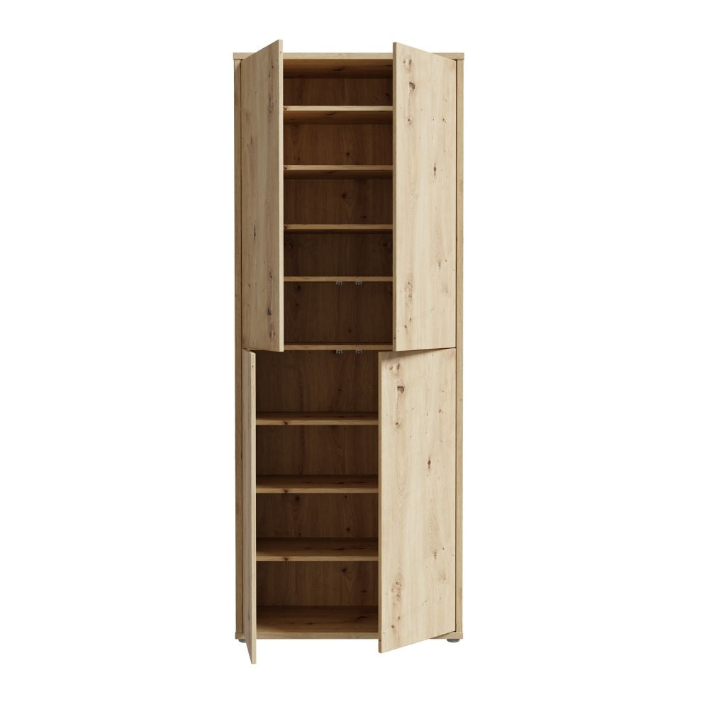 Armoire multi-usages 4 portes 74.5x35x192 couleur chêne Medea