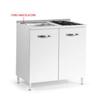 Mini-cuisine à 2 portes coloris blanc mélaminé lavabo et plaque de cuisson 80x60x85H cm