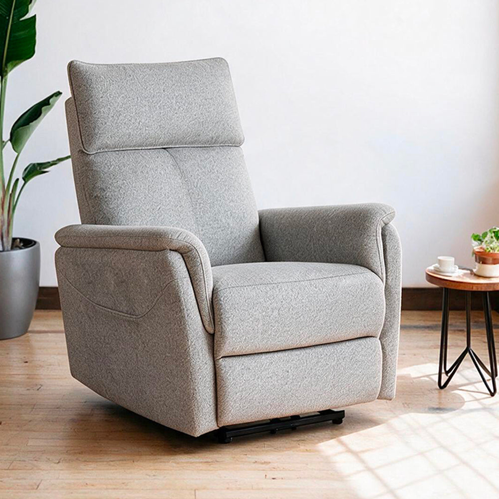 Poltrona alzapersona con recliner elettrico in tessuto grigio Motion