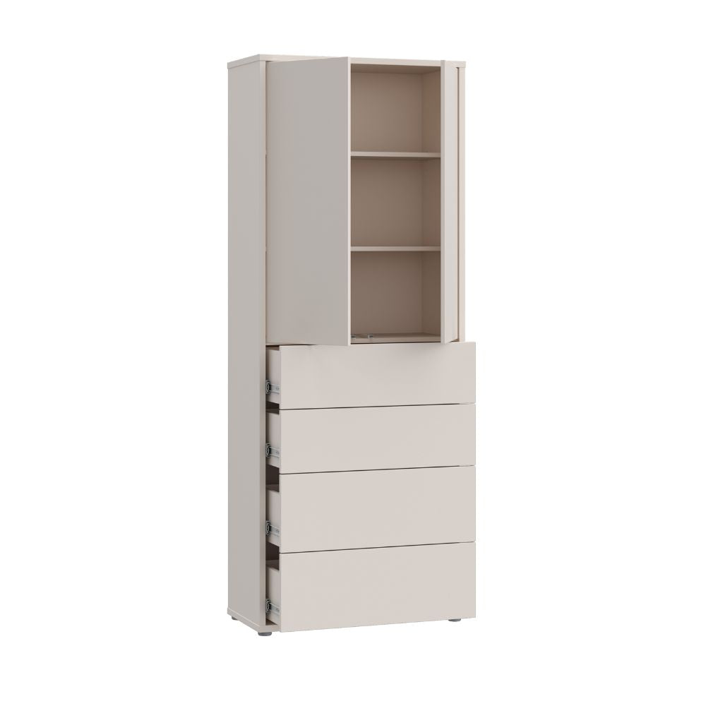 Mobile multiuso 4 cassetti e 2 ante  colore cashmere 75x35x192 Medea