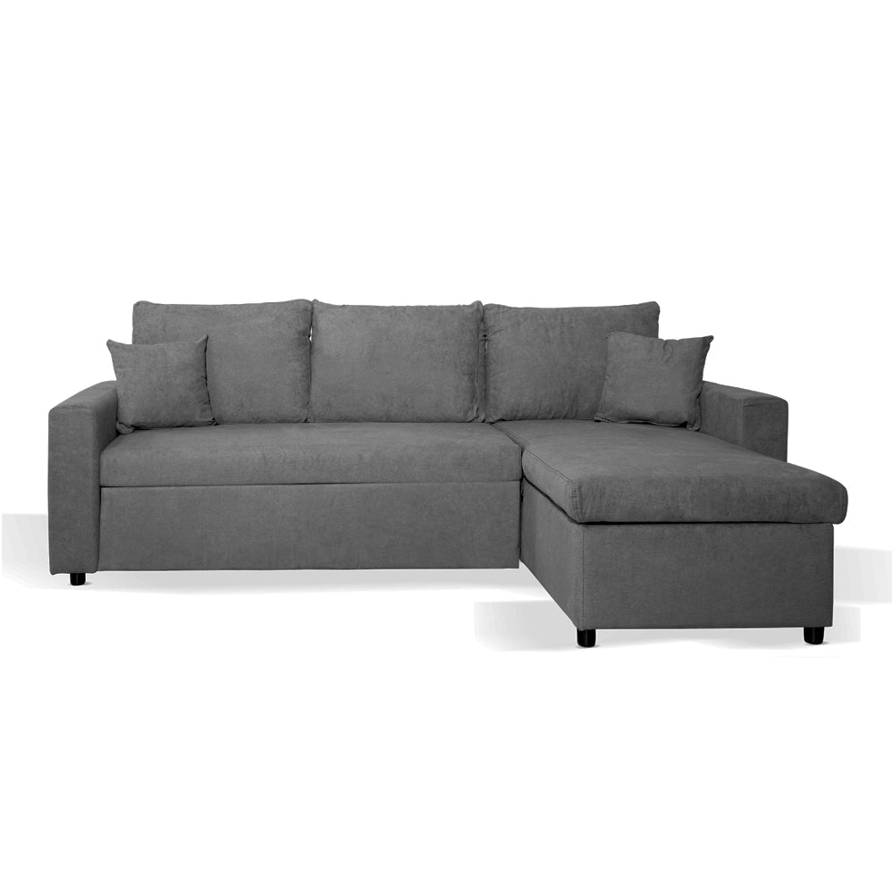 Divano con penisola reversibile funzione letto tessuto grigio scuro 225x148x91H Golf