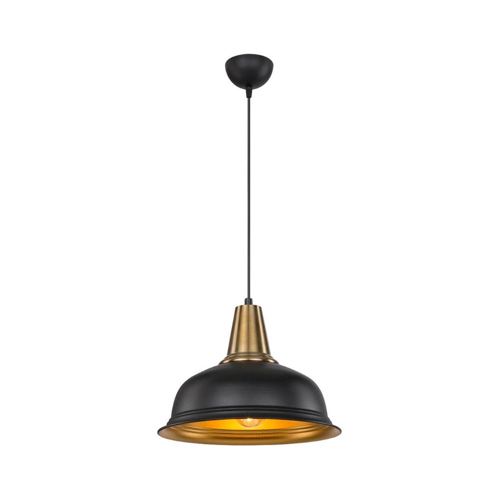 Lampada a sospensione 87h cm in metallo colore nero interno oro Rena
