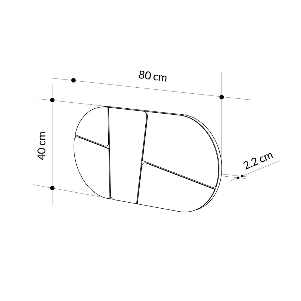 Miroir mural ovale avec design abstrait et fond noir 80x40H Otis