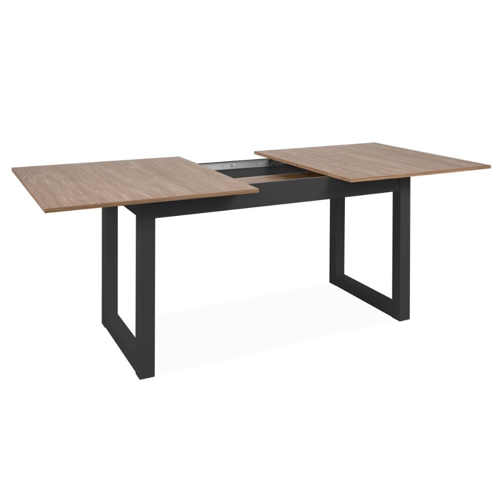 Ausziehbarer Tisch 160x90 cm mit Holzplatte und anthrazitfarbenen Beinen - Austin