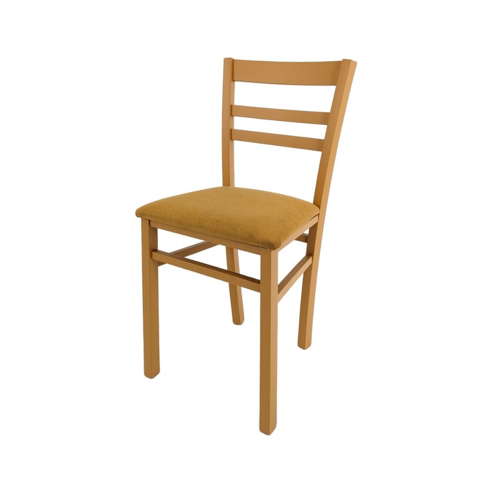 Lot de 2 chaises en bois revêtu de tissu couleur mangue - Cromica