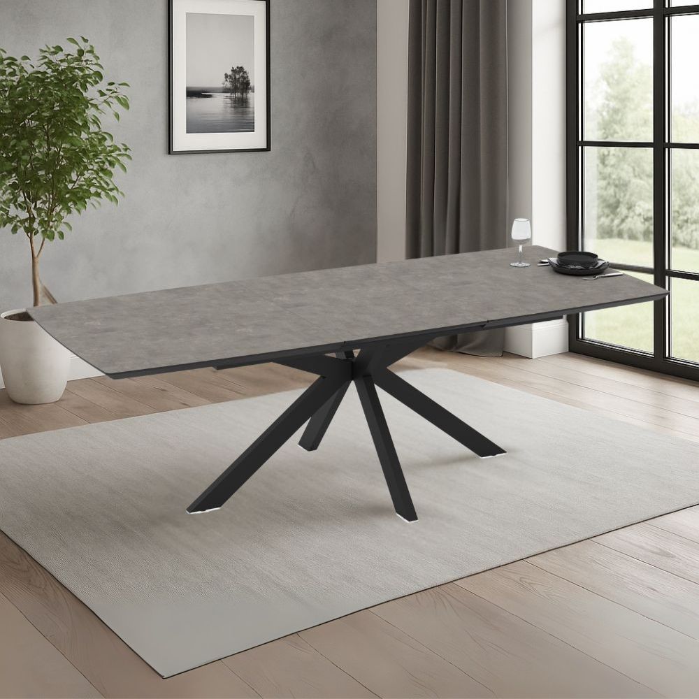 Ausziehbarer Tisch Zementplatte und schwarzes Untergestell 180/240x100x76H Verano
