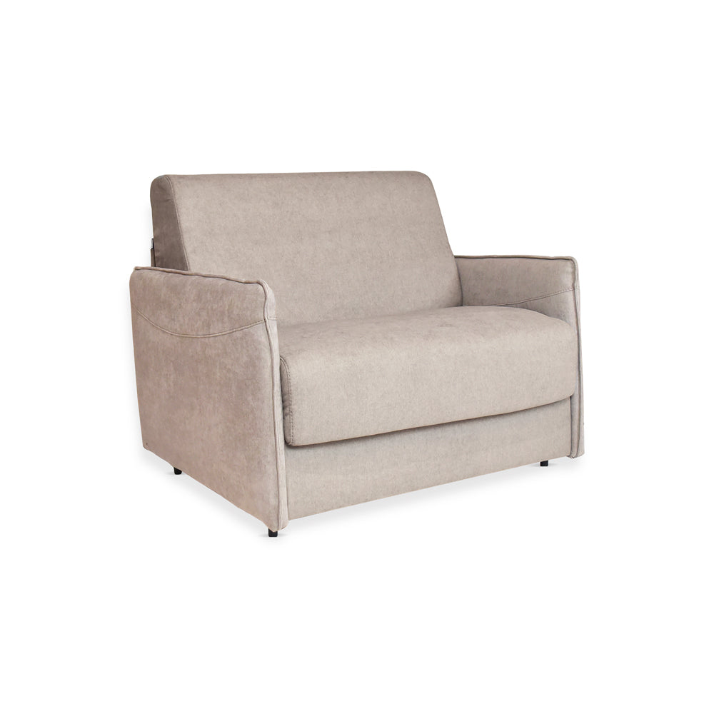 Poltrona letto con rete elettrosaldata e materasso colore beige chiaro Piri