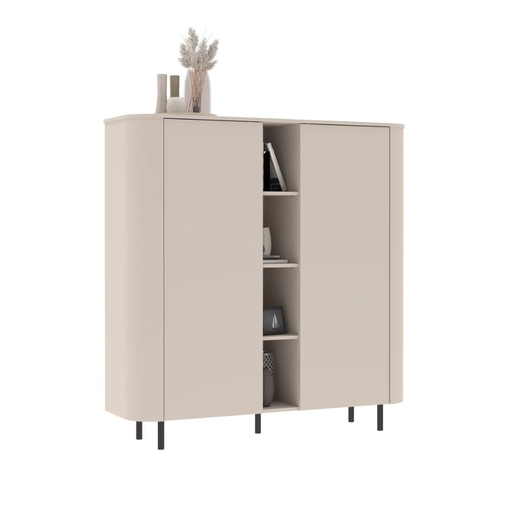 Mobile contenitore 2 ante e 4 vani a giorno cashmere 150x43x154 cm push pull Marini