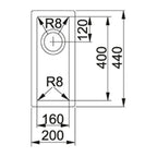 Lavello cucina monovasca sottotop inox satinato 44x20 cm. Franke Planar PEX110-16