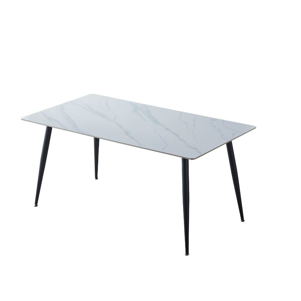 Tavolo con top ceramica effetto marmo bianco 140x80 cm - Mila