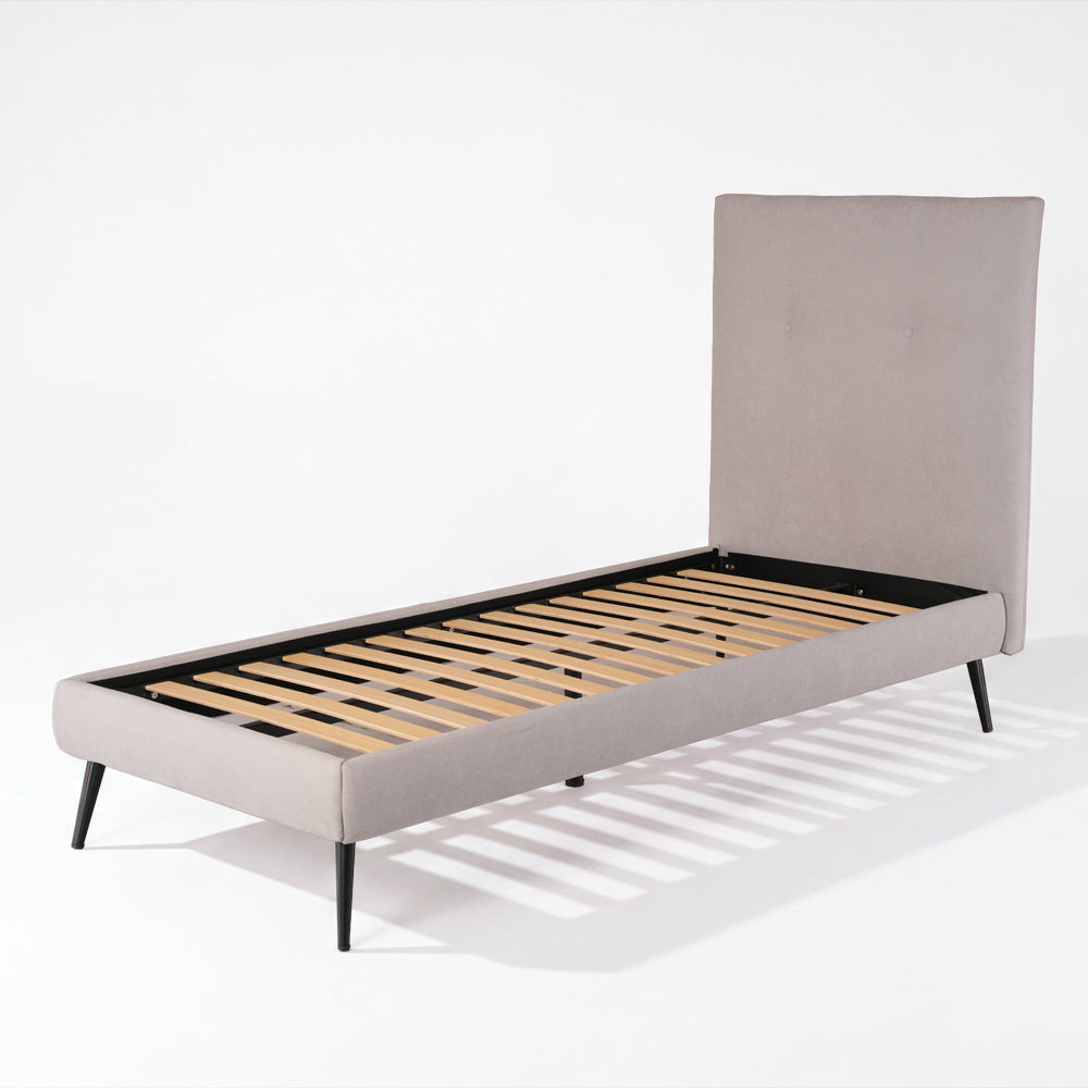 Letto singolo con rete inclusa in tessuto colore grigio chiaro Stiletto