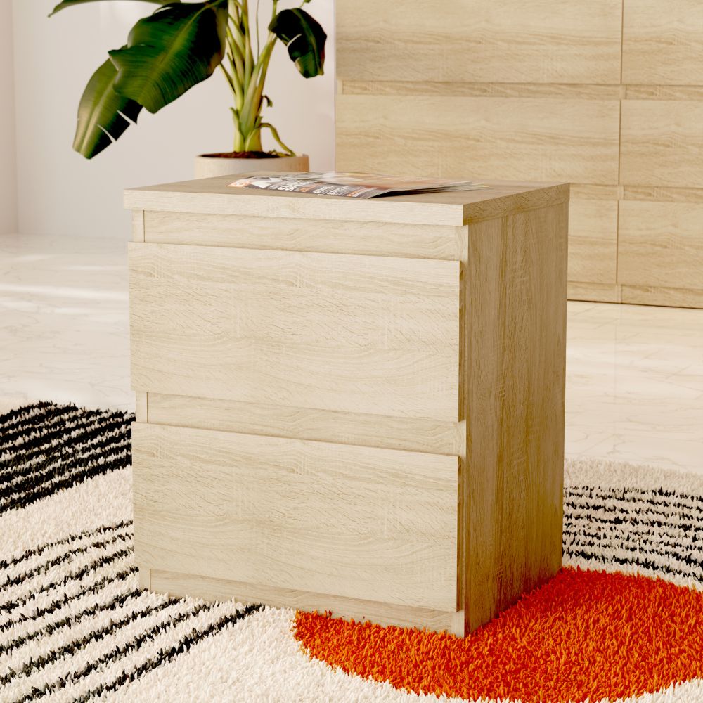 Comodino 2 cassetti rovere  41.8x32.2x49.3H Morgan