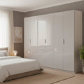 Kleiderschrank 275 cm mit 6 Drehtüren hochglänzend weiß - Pavese