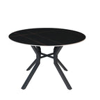 Tavolo rotondo Ø120 con piano in ceramica nero opaco e struttura nera Aurora