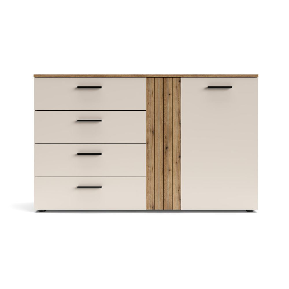 ENFILADE 4 TIROIRS + 1 PORTE CACHEMIRE/CHÊNE EVOQUE