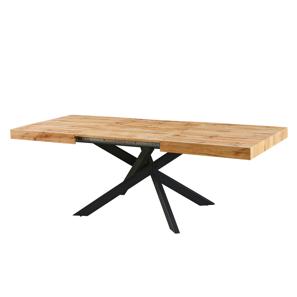 Tavolo allungabile con piano colore rovere e base nera 160x90 cm - Belinda
