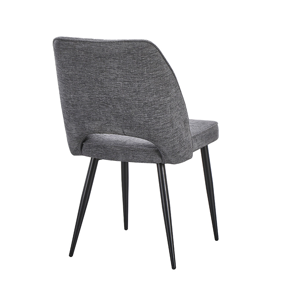 Set 4 sedie con schienale trapuntato a righe verticali e gambe in metallo nero colore grigio Naila