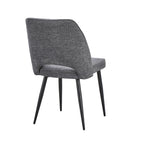 Set 4 sedie con schienale trapuntato a righe verticali e gambe in metallo nero colore grigio Naila