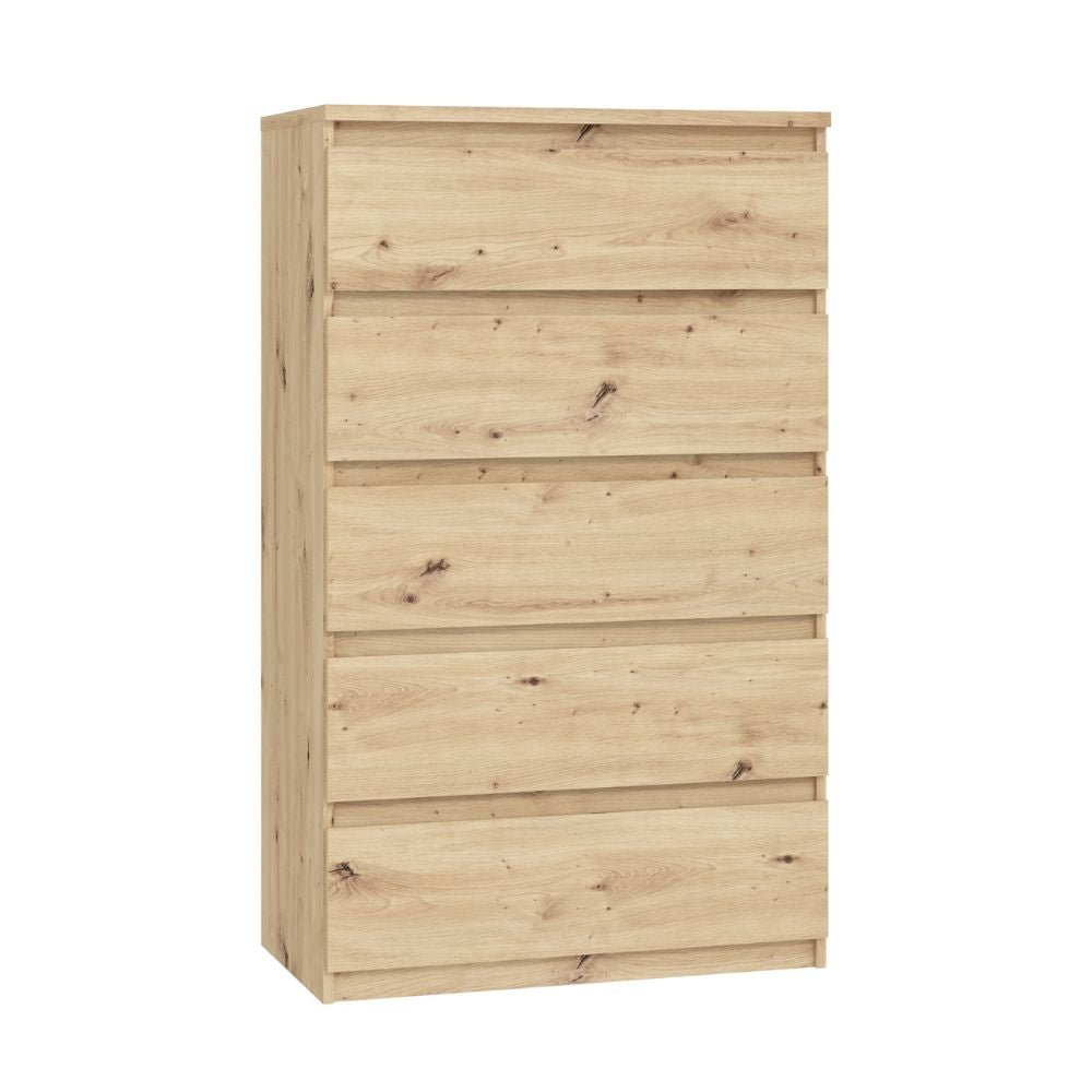 Cassettiera 5 cassetti  colore rovere 77.2x42.2x128H Morgan