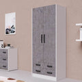 Armadio con due ante e due cassetti colore cemento 91x210H cm