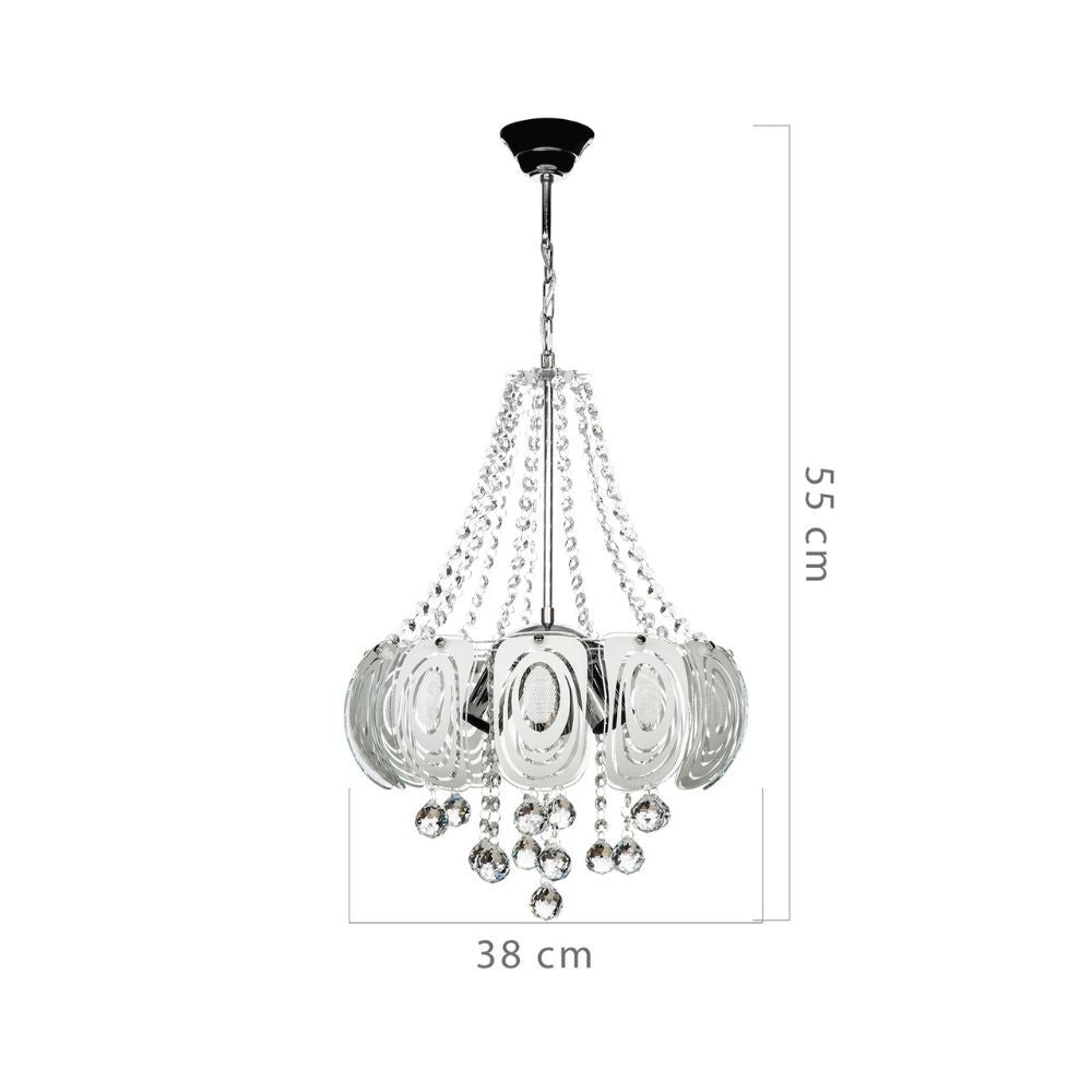 Lampada da soffitto 50 cm argento vetro decorato e pietre effetto cristallo