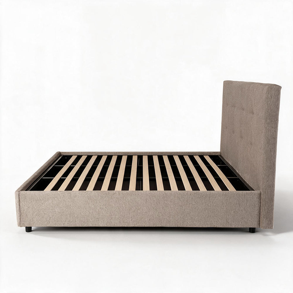 Letto matrimoniale contenitore 180x200 tessuto idrorepellente Aragon tortora Ascoli