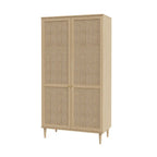 Armadio 2 ante in rovere con dettaglio effetto rattan 110x52x208H Livia