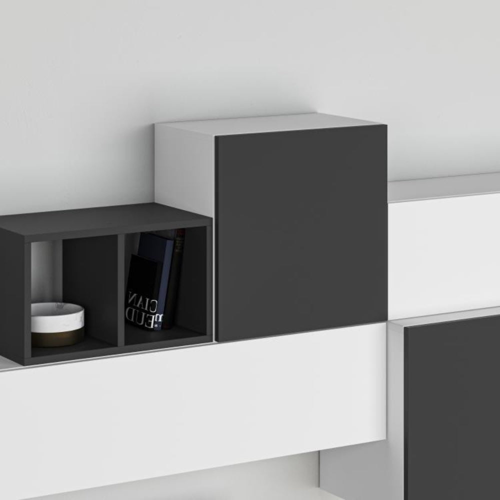 Parete attrezzata 260cm colore bianco e antracite Tromen