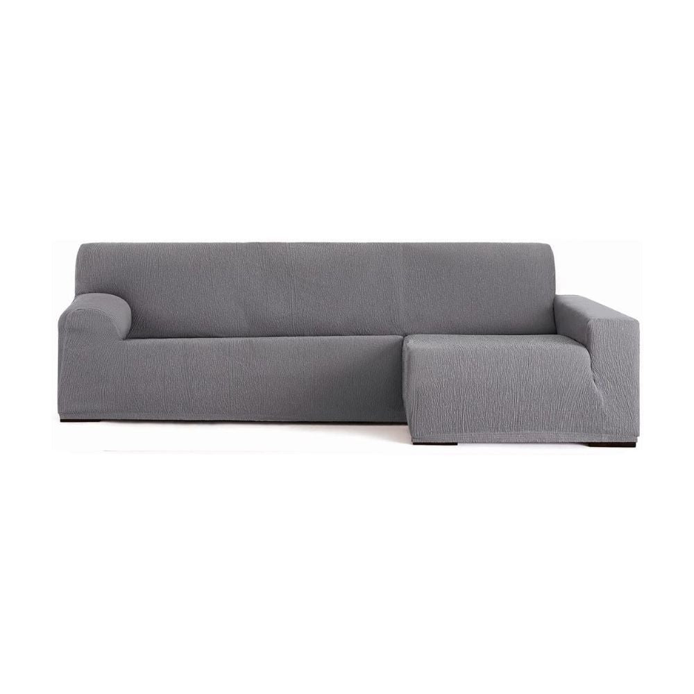 Elastischer Sofabezug 250/310 cm, Halbinsel rechts, Grau, lange Armlehne - Troya
