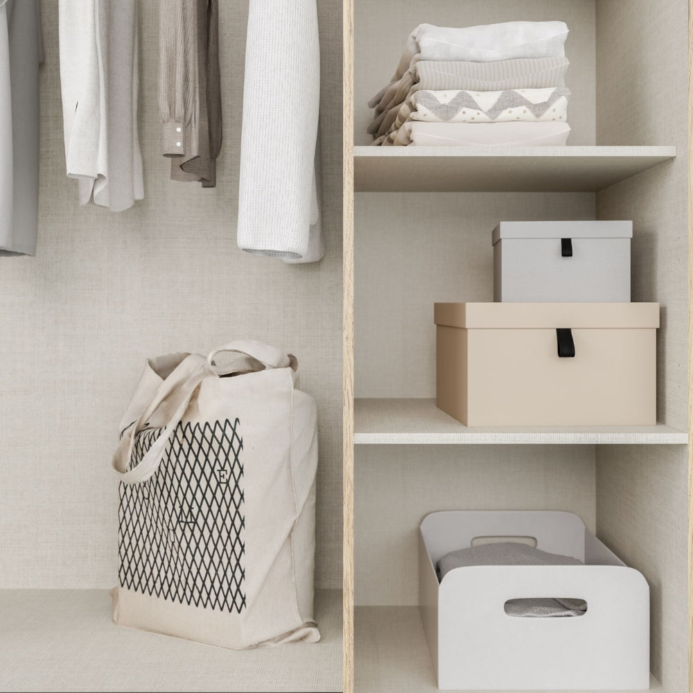 Armadio 2 ante scorrevoli e 2 battenti rovere e cashmere 270x61x210 Callia