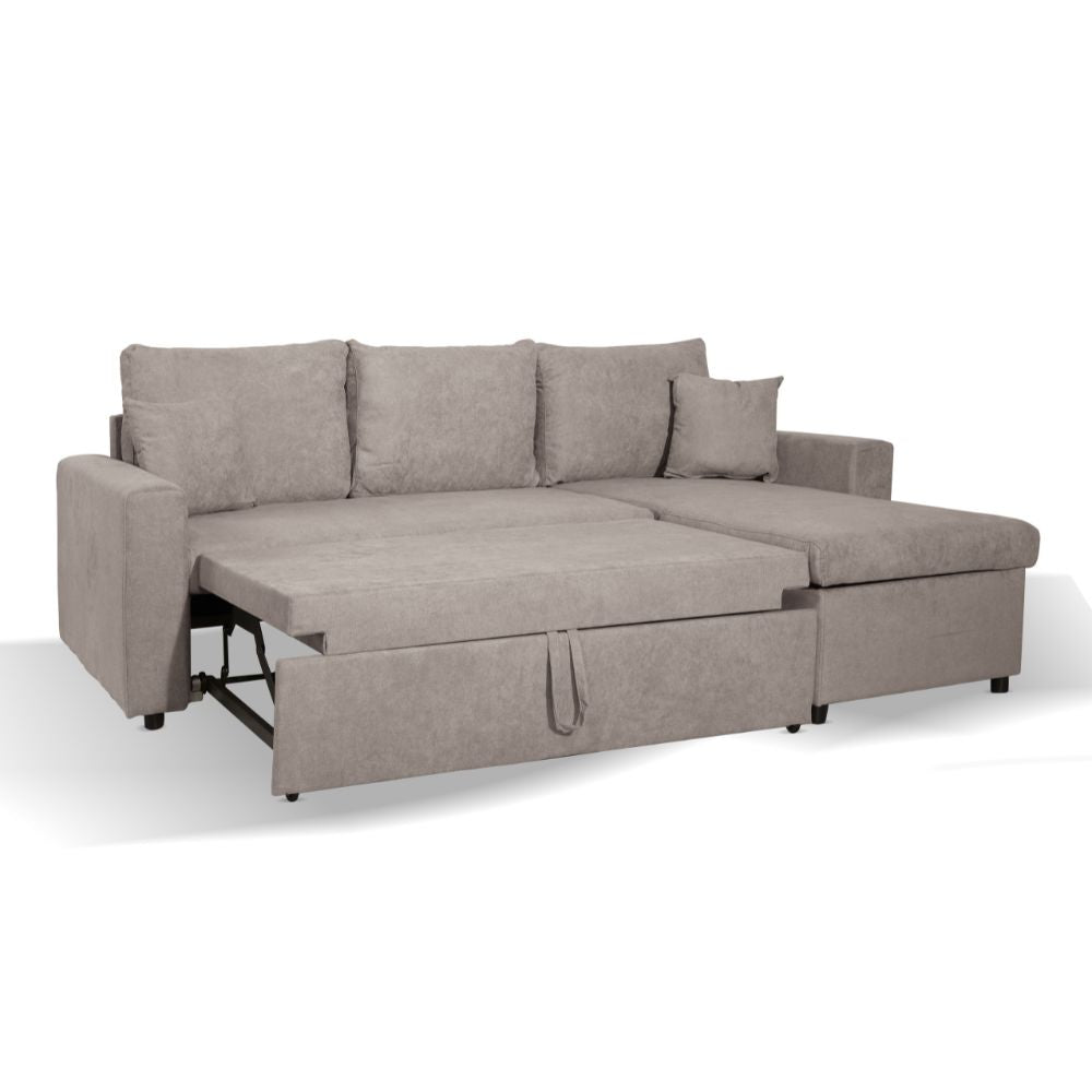 Divano con penisola reversibile funzione letto tessuto tortora 225x148x81H Golf
