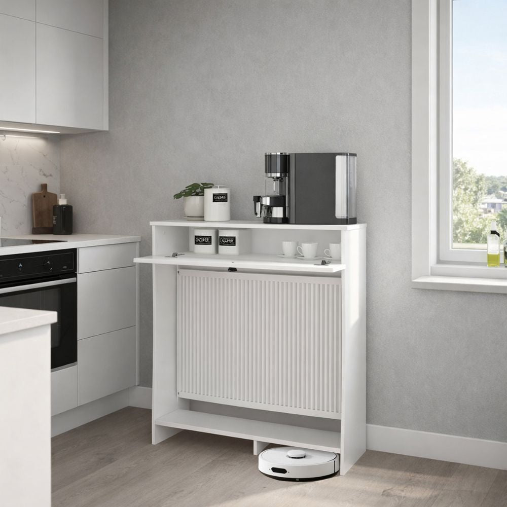 Consolle copri termosifone 90 cm bianca con anta a ribalta Opelya
