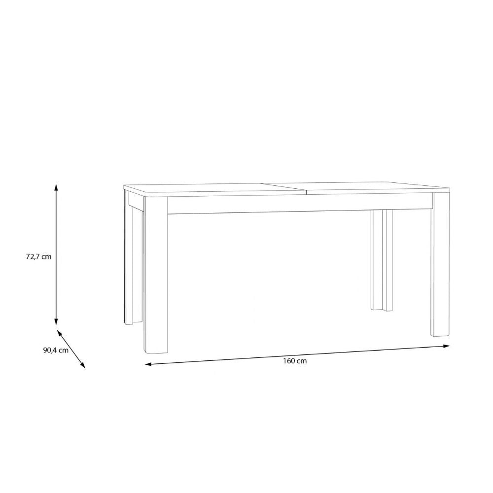 FLOT16-D108 TABLE EXTENSIBLE MONO 160*72,7*90,4 CM COULEUR CHÊNE + RALLONGE 46,6 CM