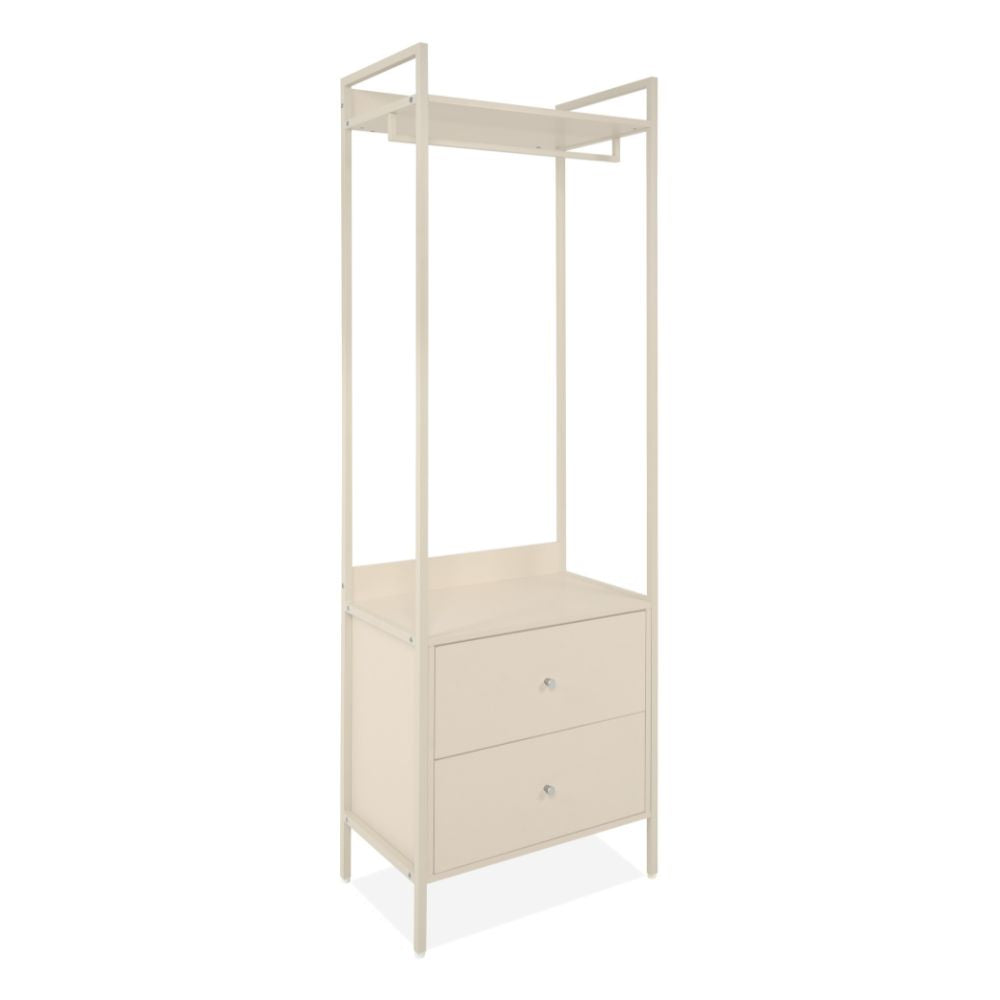 Mobile ingresso con appendiabiti, ripiano superiore e 2 cassetti colore beige Dhaka41A