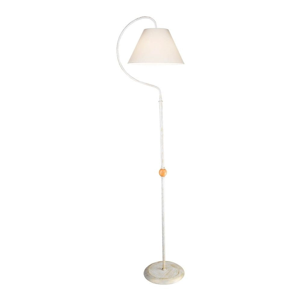 Lampadaire 158cm sur pied avec abat-jour en tissu blanc
