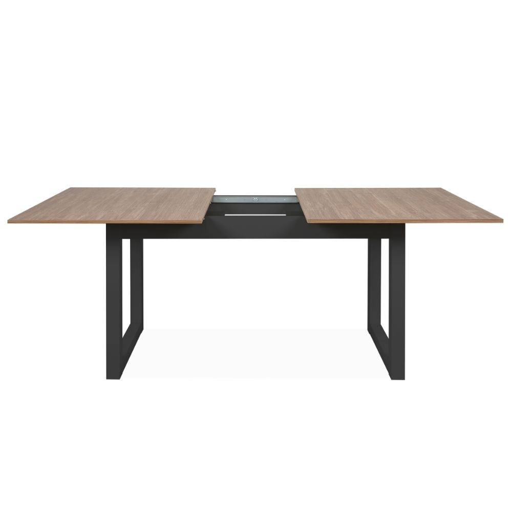 Ausziehbarer Tisch 160x90 cm mit Holzplatte und anthrazitfarbenen Beinen - Austin