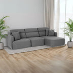 Canapé avec méridienne réversible et assise coulissante en tissu gris foncé 307 cm - Koda