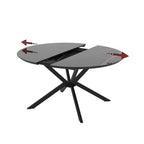 Tavolo rotondo allungabile piano effetto marmo nero con dettagli oro lucido 126x126x76H Dobok