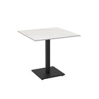 Tavolo quadrato 80x80 con piano in ceramica effetto marmo bianco calacatta e struttura nera set 2 pz Elora
