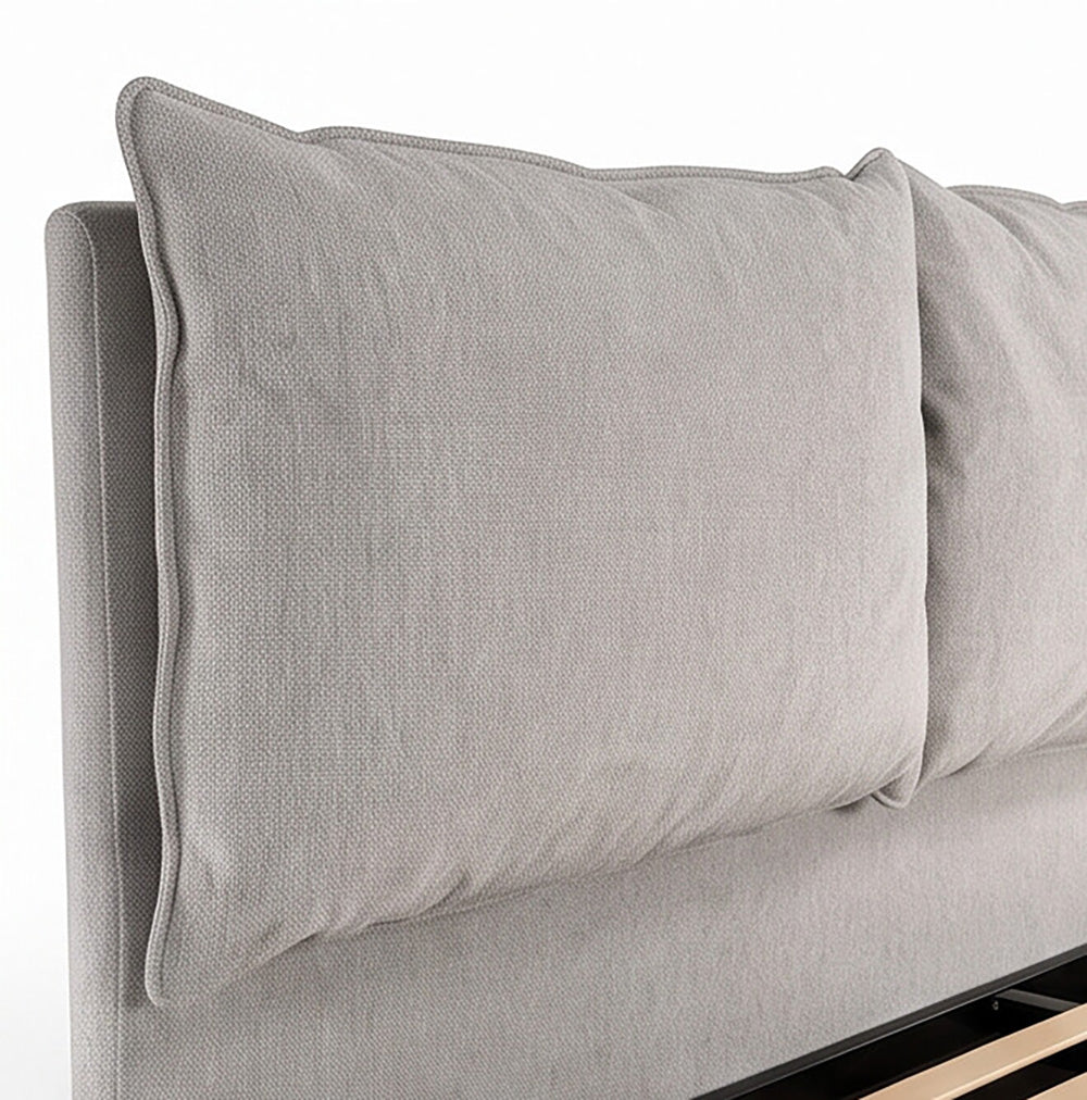 Letto matrimoniale con contenitore in tessuto grigio chiaro Vogue