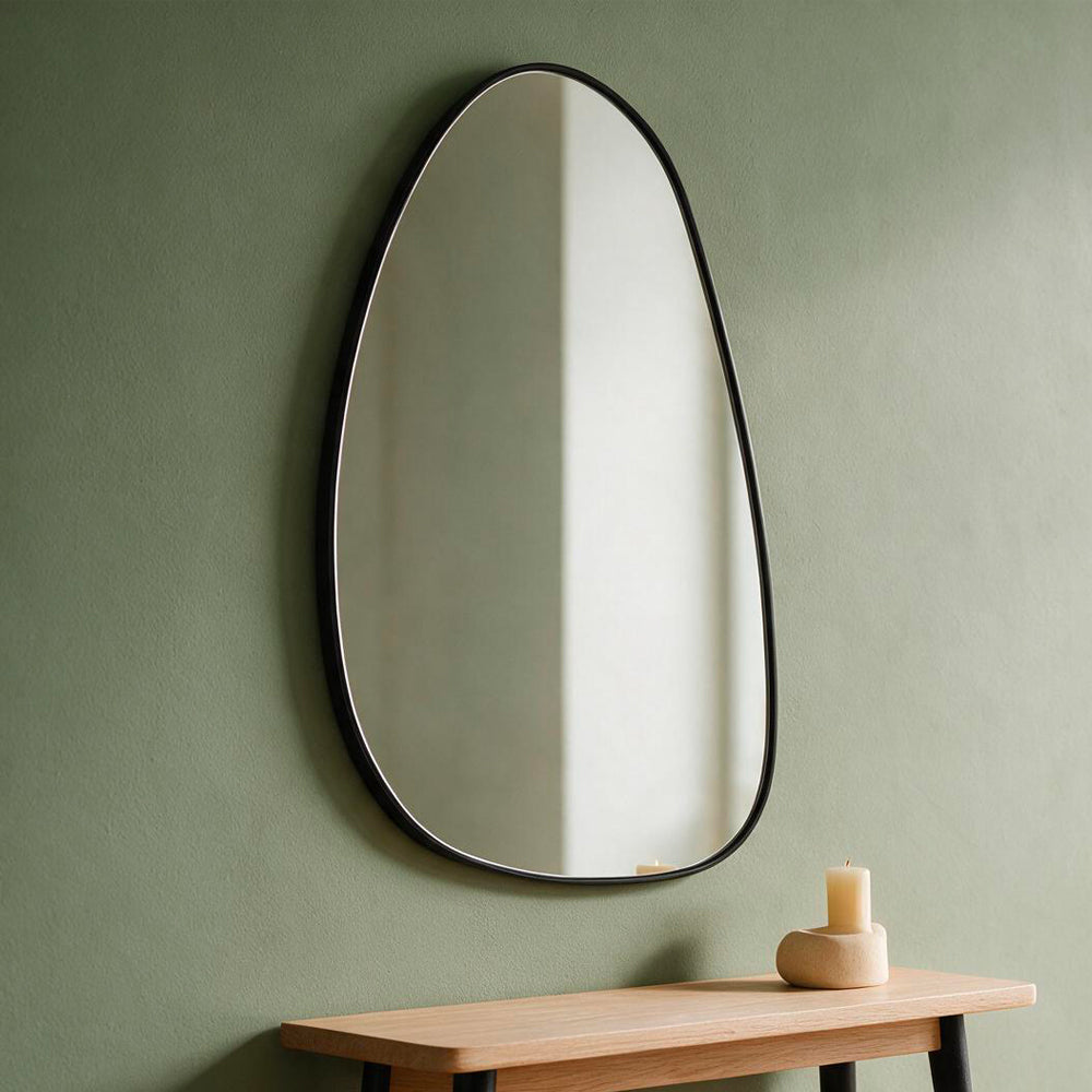 Miroir asymétrique moderne avec cadre noir 51x66H cm