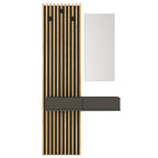 ENTRÉE ELOIS ANTHRACITE CHÊNE AVEC 3 PATTÈRES ET MIROIR