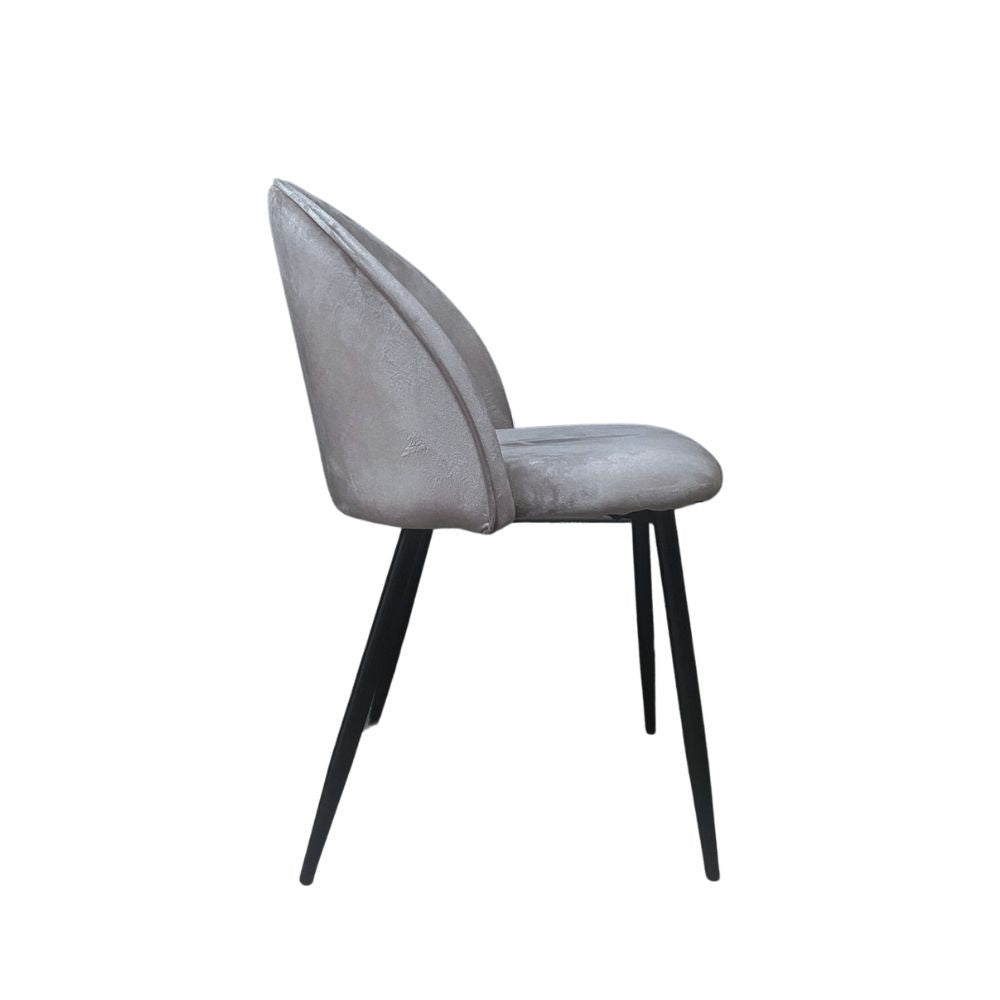 Lot de 4 chaises en tissu gris et pieds en métal noir - Despina