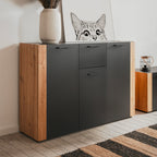 Madia 3 ante e 1 cassetto colore antracite con laterali in rovere artisan Cento01B