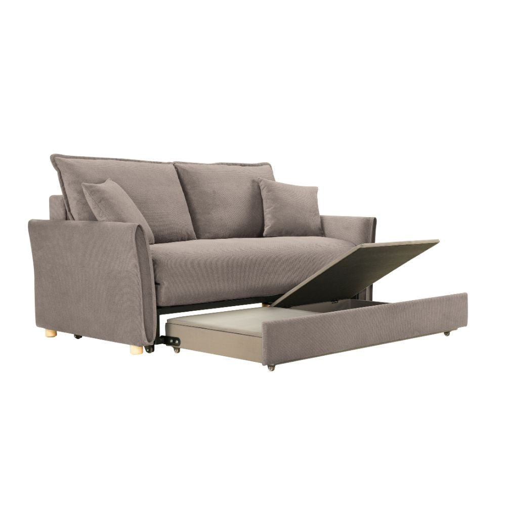 Divano letto 3 posti tessuto tortora 176x93x97H Cassie