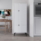 Meuble armoire multi-usages à 4 portes coloris blanc 60x35.6x151H cm - Spotik