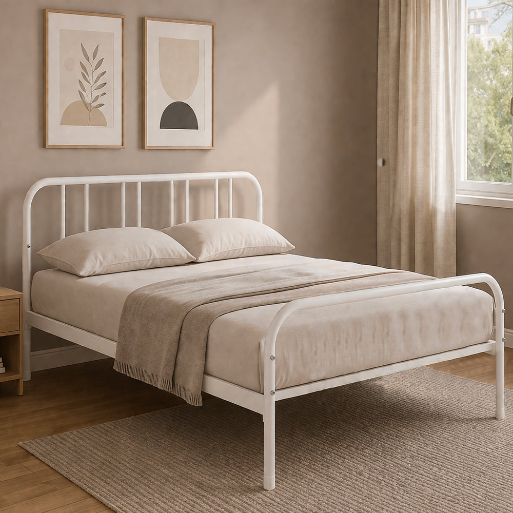 Letto matrimoniale 160x200 cm in metallo colore bianco - Genoa