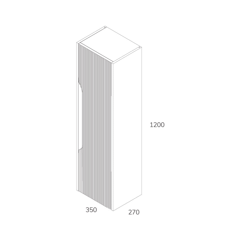Hängeschrank fürs Bad in mattem Grün mit geriffelter Optik 35x27x120H - Gaper