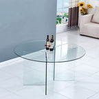 Table ronde en verre trempé transparent 137x77H cm - Acacia