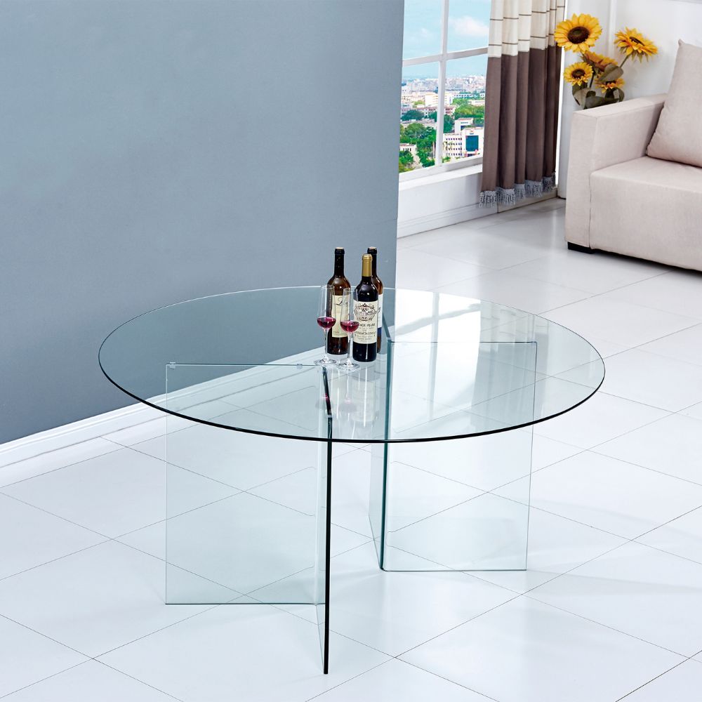 Tavolo rotondo in vetro trasparente temperato 137x77H cm - Acacia